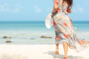 Woman On Beach For Summer Fabrics