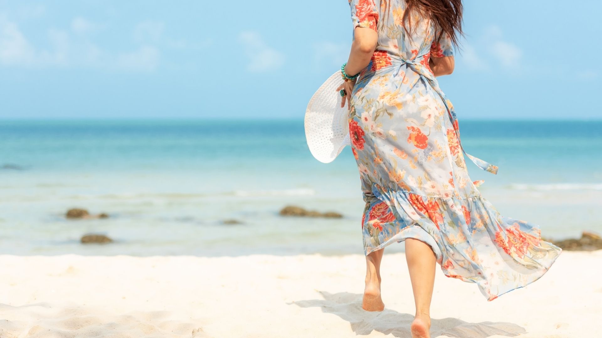 Woman On Beach For Summer Fabrics