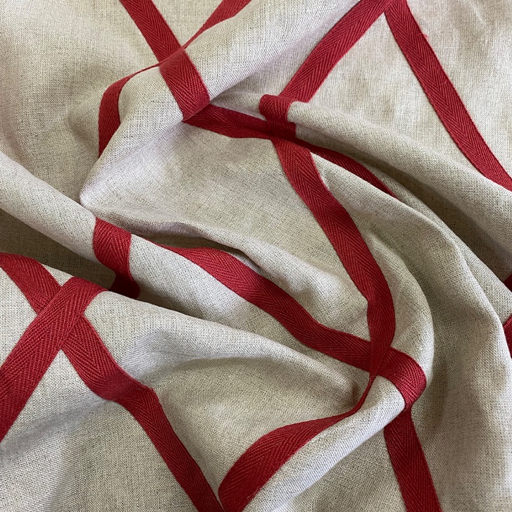 embossed red triangles linen